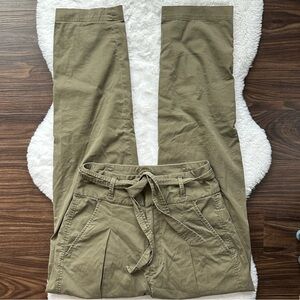 Polo Ralph Lauren High Waisted Belted Trouser Paper Bag Pants Olive Green size 2